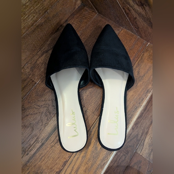 Lulu's Black Mules Size 7.5, Lorene Faux Suede Pointed-Toe - Picture 11 of 16